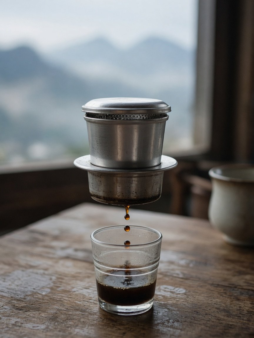 Phin cà phê buổi sớm